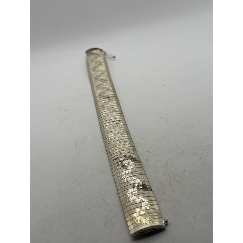 Vintage Italy 925 Sterling Silver Omega Bracelet 7" ornate design 26 grams